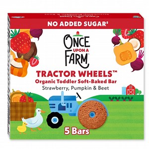 Once Upon a Farm Organic Tractor Wheels Toddler Bar, Strawberry, Pumpkin & Beet, 5ct