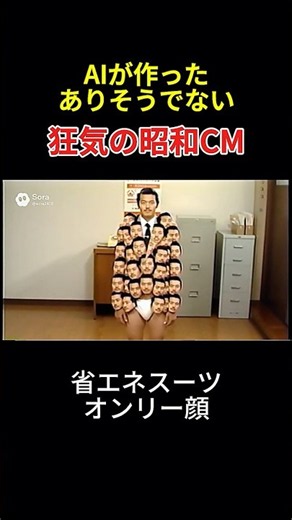 【省エネスーツ オンリー顔】もはや妖怪ｗｗ 外に出たら即通報されて警察に捕まる謎の狂気スーツｗｗ #sora2 #昭和レトロ #脳味噌ピクニック