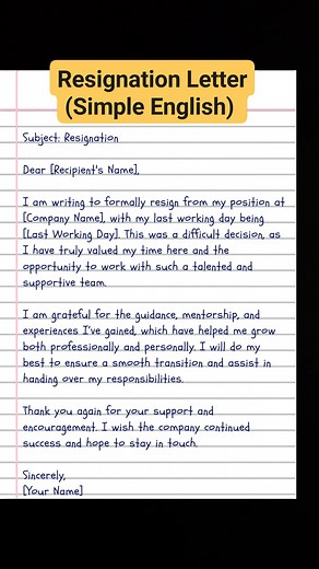 Resignation letter _4 #Resignation #ResignationLetter | English Class