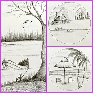 28K views · 2.4K reactions | Hill Station Scenery, Lake View Scenery and a Sea Beach Scenery in one video | Drawing Book | Facebook