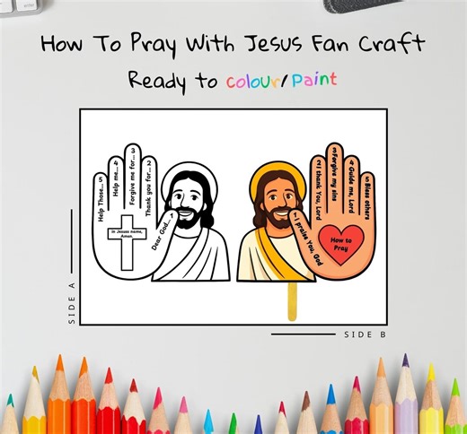How to Pray Fan Craft for Kids | 5 Finger Prayer Hand Printable | Sunday School Bible Lesson Activity | Teach Me to Pray Craft - Etsy