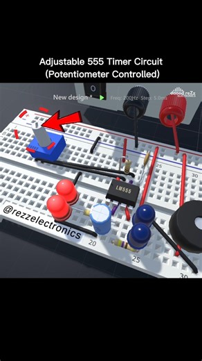 adjustable 555 timer circuit #electronics #engineering #rezzelectronics #timer #circuit #ytshorts