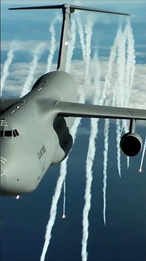 C-5 Galaxy Deploying Flares - Spectacular Defensive Countermeasures