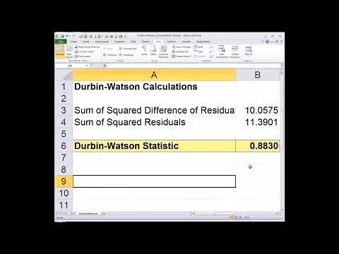 Calculating Durbin-Watson in Excel