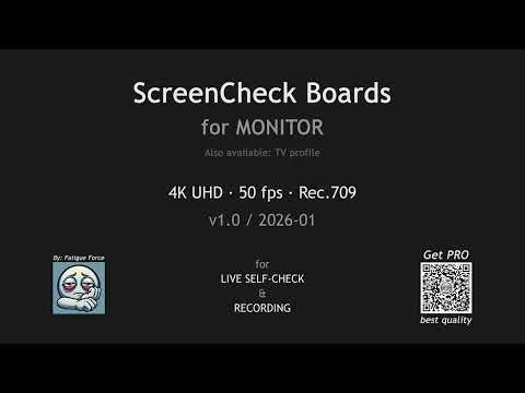 ScreenCheck Boards (Monitor) - 4K Test Patterns | Dead Pixel • Uniformity • Near-Black