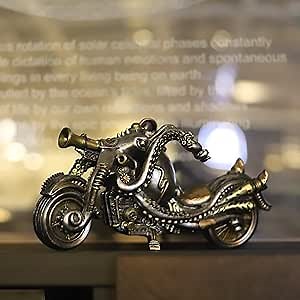 GENUINQ Fanciful Steampunk Octopus Motorcycle Statue Resin Cyborg Sci-fi Motorbike Sculpture Hand Painted Collectible Figurine for Home Table Book Shelf Man Cave Decor