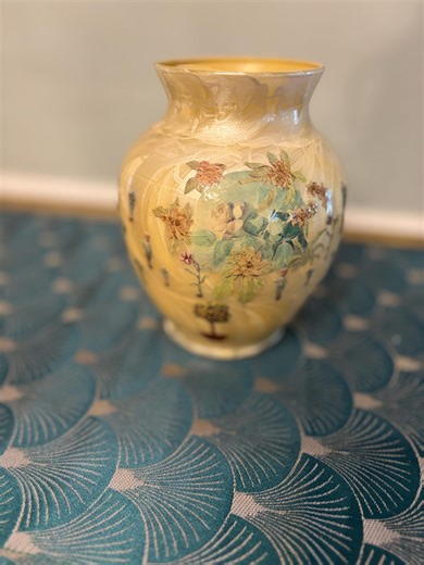 Vintage Iridescent Floral Decoupage Glass Vase - Etsy