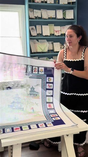 The Magjong Mat needs to be sewn…it’s definitely a two person job! How many minutes do you think it really took? #needlepoint #ndlpt #knoxvilleneedlepoint #stitchknox #mahjong