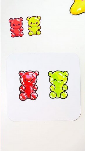 🐻😊 How to draw Gummy Bears #shorts #drawing #artandcraft
