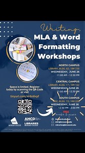 Seahawks, Are you ready to supercharge your writing skills and ace those essays and final papers? We’ve got an exciting opportunity just for you 🌟 Workshop Alert: Writing, MLA, and Word Formatting 🌟 📅 Date: Wednesday, June 26 🕒 Time: 12:30 PM 📍 Location: SOUTH CAMPUS ASC, Building 72, Room 225 (TLC Lab) Why You Can’t Miss This: • Summarizing & Paraphrasing: Sharpen your writing techniques to avoid plagiarism. • MLA Mastery: Learn how to nail MLA citations and impress your professors. • Word