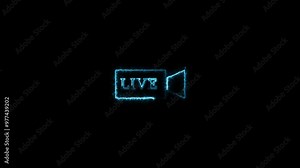 Neon live stream icon .video Live neon sign appear on black background design template neon sign light banner neon sign board.