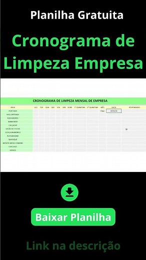 Planilha Cronograma de Limpeza Empresa Gratuita