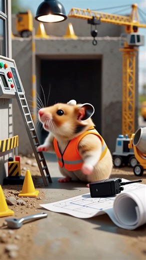🐹🏗️ Hamster Navigates a Miniature Construction Site! | Tiny Builder Adventure