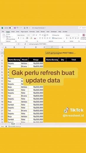 Alternatif Pivot Table di Excel: Formula UNIQUE, COUNTIF, SUMIFS