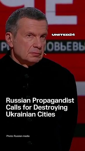 141K views · 605 reactions | On Russian state television, infamous Kremlin propagandist Vladimir Solovyov described what he believes Russia’s war strategy should be—wiping out peaceful Ukrainian cities. | United24 Media | Facebook