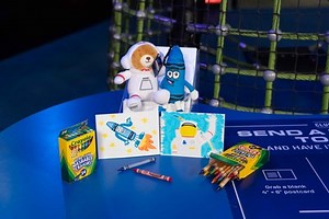 Send a postcard to space! ✉️🚀 Create your vision for space exploration and drop it in our mailbox. Club for the Future will launch your postcard on a New Shepard rocket and return it to you once it has flown to space. 🌌 | Kennedy Space Center Visitor Complex