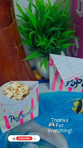 popcorn box 🍿| easy diy |At home enjoy your 🎬 movie #popcornbox #trendingshorts #youtubeshorts