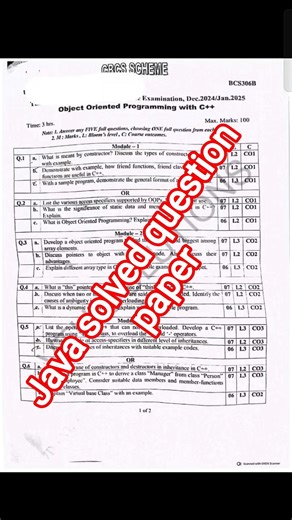 Java solved question paper dec 2024/ jan 2025|| BCS306A