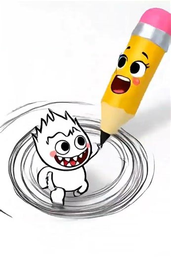 Pencil Draws a Monster… Then It Comes Alive! 👾✏️Fun With Objects | Funny 3D Animation, Sticky Figure