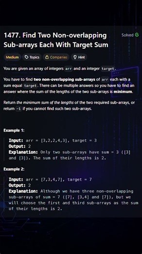 LeetCode 1477: The O(n) Trick for Two Subarrays #leetcode #coding#dsa #python