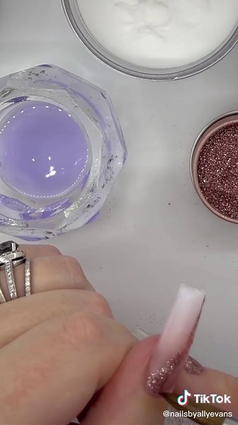 Applying Fine Glitter on Acrylic Nails
