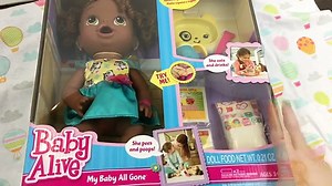Baby Alive My Baby All Gone Doll Unboxing and Feeding Green Veggies with Explosive Diaper!
