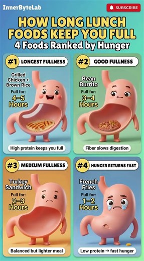 How Long Popular Lunch Foods Keep You Full 🤯 | 4 Foods Ranked by Hunger