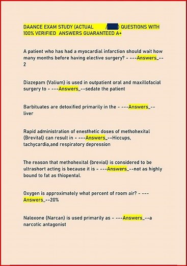 Daance Exam Study Actual Questions With 100 Verified Answers video