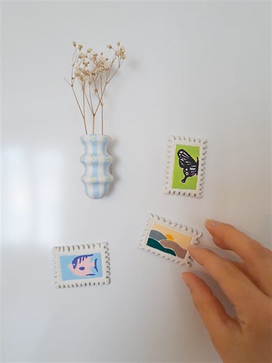 DIY Postage Stamp Magnets with Air-Dry Clay