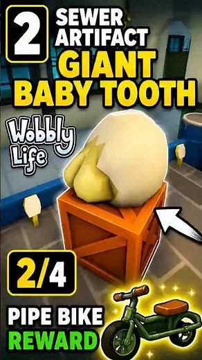 Giant Baby Tooth Artifact 🦷 | Wobbly Life Sewer Artifact 2/4