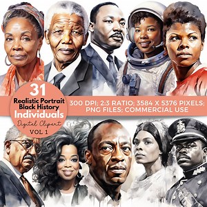 Black History Figures Clipart: Watercolor Portraits (digital Download) - Etsy