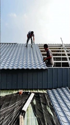 Waterproof plastic pvc roofing sheet installation process #goodtools #short