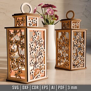 Laser Cut Wooden Lantern SVG File, Wooden Lantern Digital Template, Office Decor Design, Desk Decor, Laser Cut File - Etsy