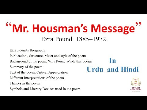Mr. Housman’s Message poem by Ezra Pound line by line explanation in urdu and hindi