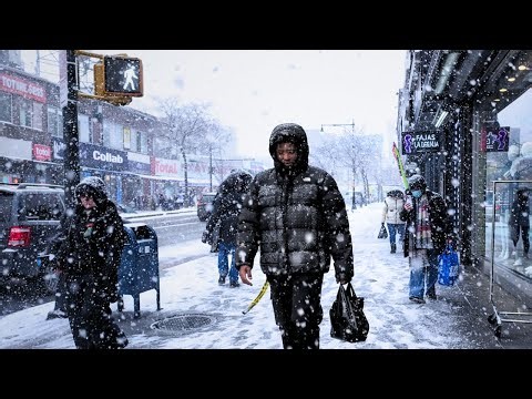 New York City Snowfall Bronx Fordham Road 4K Walking Tour