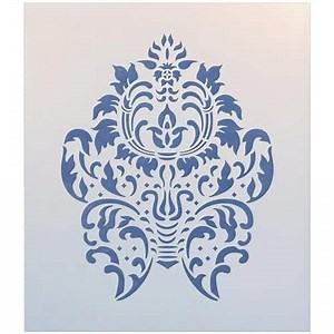 Damask 4 Stencil - 8" x 9.5" Victorian Style Baroque DIY Art & Craft Reusable Sturdy Flexible Template 10 mil Plastic Mylar Wall Stencils Craft Painting Wall Stencils - The Artful Stencil