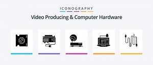 Download Video Producing And Computer Hardware Glyph 5 Icon Pack Including laptop. hardware. source. computer. network. Creative Icons Design for free