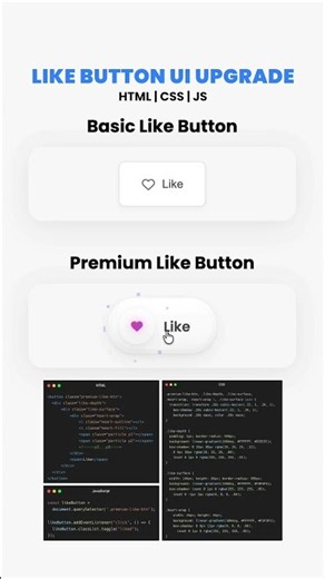 Like Button UI Upgrade | Basic vs Premium | HTML CSS JavaScript #userlike #textbutton #likebutton
