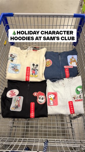 3.2K views · 57 reactions |  Holiday Character Zip-Up Hoodies are at Sam’s Club! The cutest cozy fleece with festive patches featuring Mickey Mouse, Nightmare Before Christmas, Winnie the Pooh, or Peanuts ❄️ Perfect for bundling up all season long! #SamsClub #HolidayStyle #CozySeason | Sam's Club Favorites | Facebook
