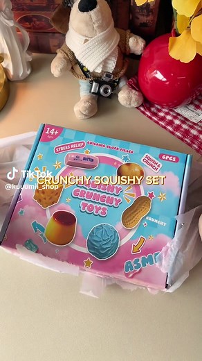 6 piece squishy set!! All crunchy and so so good 👍👍 #crunchy #squishy #crunchyasmr #fidgettoys #viral