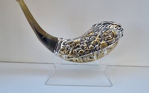 Kosher Ram's Horn Shofar: Silver Plated Jerusalem Design With Display Stand - Etsy