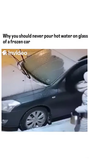 How Do Things Work on Instagram: "Pouring hot water on a frozen car windshield can cause thermal shock, which happens when glass experiences a sudden and extreme temperature change. The outer layer of the glass heats and expands rapidly, while the inner layer remains cold and contracted. This uneven expansion creates intense internal stress, often leading to cracks—or in severe cases, the glass can shatter instantly. Even if it doesn’t break right away, microscopic cracks can weaken the windshie
