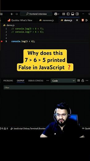 Why does this numbers comparison print false in #javascript ? Step by step explanation #coding