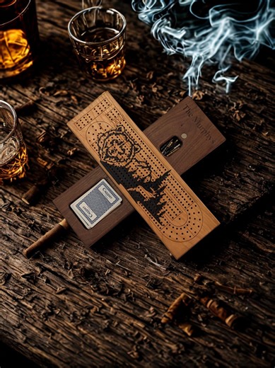 Cribbage Board - Personalized Crib Board - Card and Peg Storage - Custom Engraving Available - Etsy