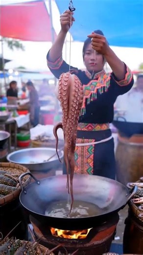 Giant Octopus Cooking at the Market — Street Food Master!