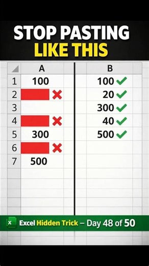 99% Excel Users Don’t Know This Paste Trick 😱 | Skip Blanks #Shorts #ExcelTips
