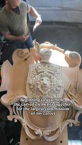 30K views · 301 reactions | What started as a 2D drawing is slowly becoming a large scale wood carving over the span of nearly four years ⚒️ You can see where it all began by checking out the hashtag #familycrest_jw #woodcarving #sculpture #artist #slowart #woodworking #carving #artistsoninstagram | Jake Weidmann | Facebook