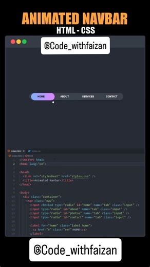 animated navbar #css #javascript #html