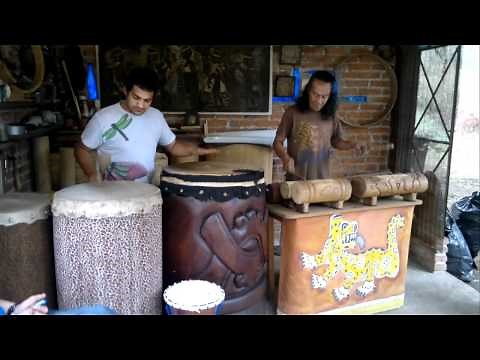 AZTEC HUEHUETL & TEPONAZTLE DRUM PERCUSSION NR. 1 -- www.mexicanartdealing.com