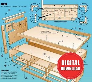 DIY Twin Bed With Storage: Woodworking Plans (PDF Download) - Etsy